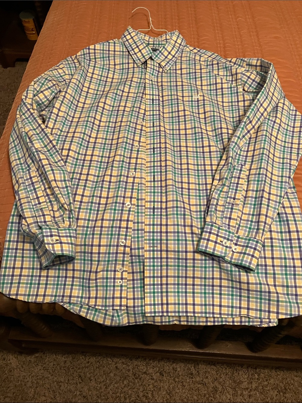 Southern marsh Men's Classic Plaid Button-Down Shirt - purple, Green, Yellow XL